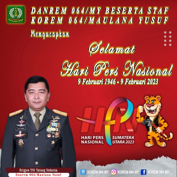 Danrem 064/Maulana Yusuf Ucapkan Selamat Hari Pers Nasional