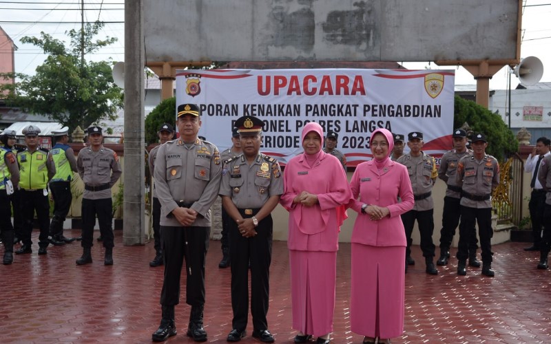 Kapolres Langsa Pimpin Upacara Kenaikan Pangkat Pengabdian