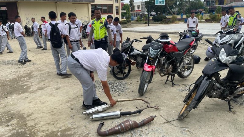Satlantas Polres Langsa, Amankan 25 Sempor Knalpot Brong
