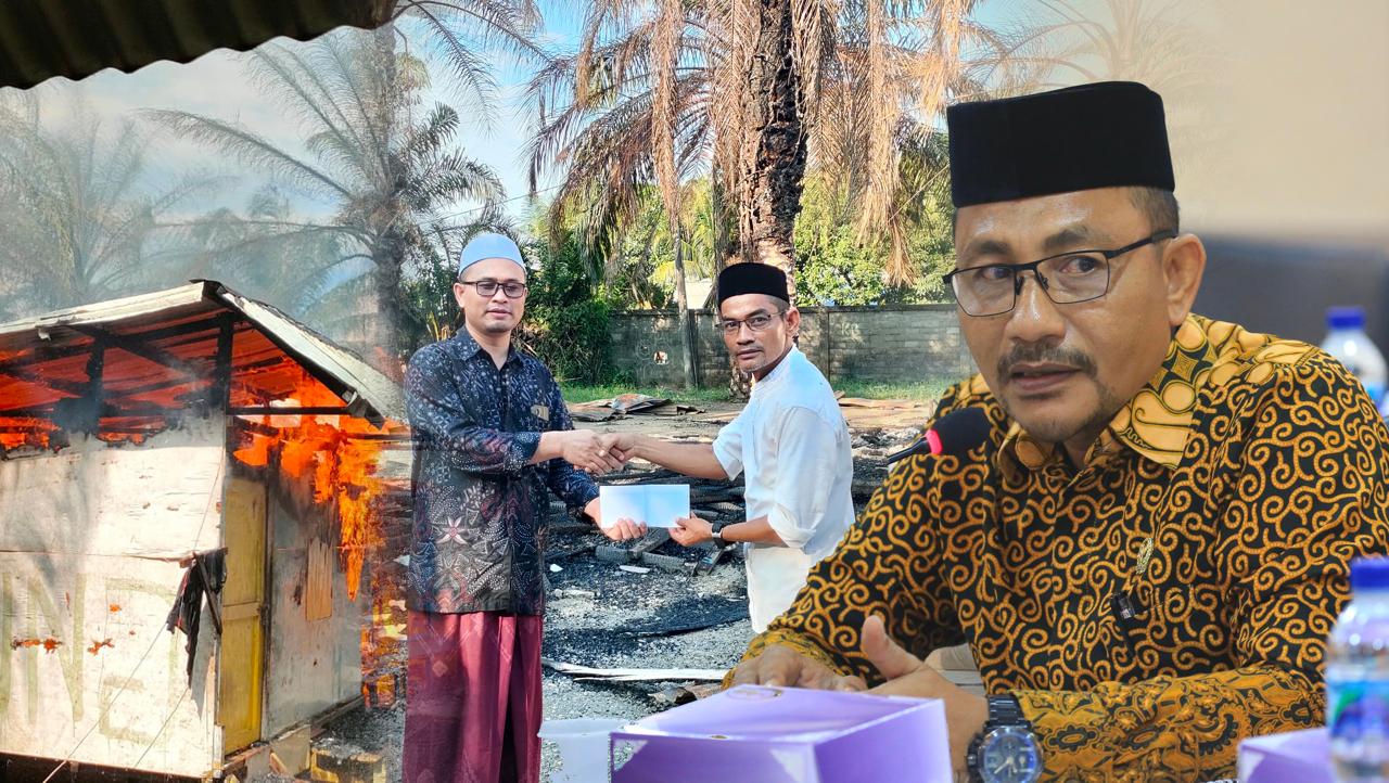 Haji Uma Serahkan Bantuan Paska Kebakaran Dayah Serambi Mekkah Al Waliyyah