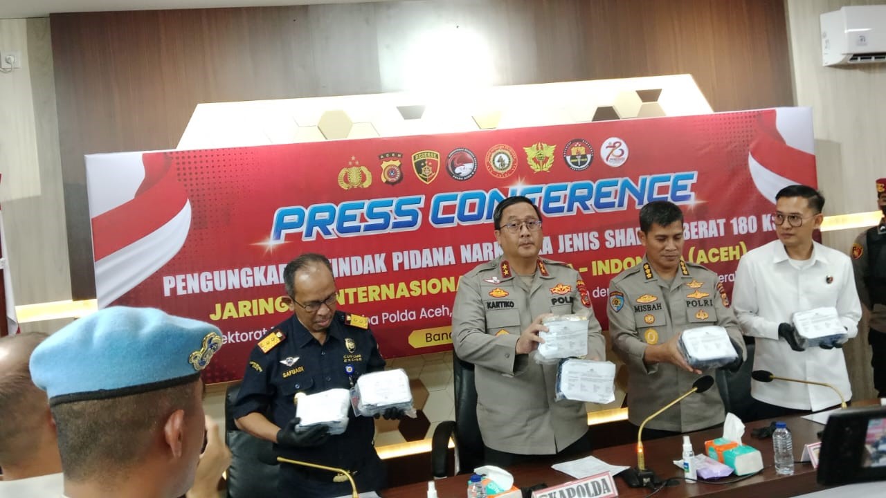 Polisi Gagalkan Penyelundupan 180 Kilogram Sabu Jaringan Malaysia-Aceh