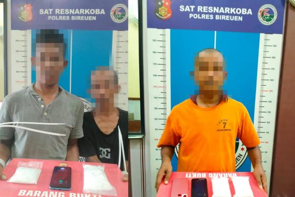 Satresnarkoba Bireuen Tangkap Pengedar Narkoba, 951,55 Gram Sabu Berhasil Disita