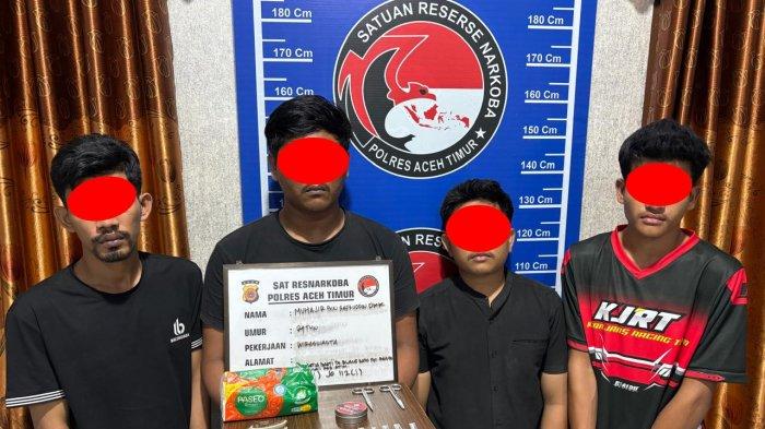 Polres Aceh Timur Amankan Empat Pemuda Dan 2,89 Gram Sabu
