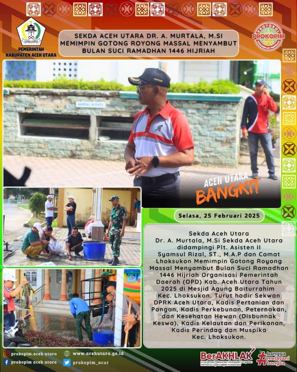 Menyambut Bulan Suci Ramadhan Dan Dukung Program 100 Hari Kerja Bupati, ASN Pemkab Aceh Utara Gotong Royong Massal Menyambut Bulan Suci Ramadhan Dan Dukung Program 100 Hari Kerja Bupati, ASN Pemkab Aceh Utara Gotong Royong Massal