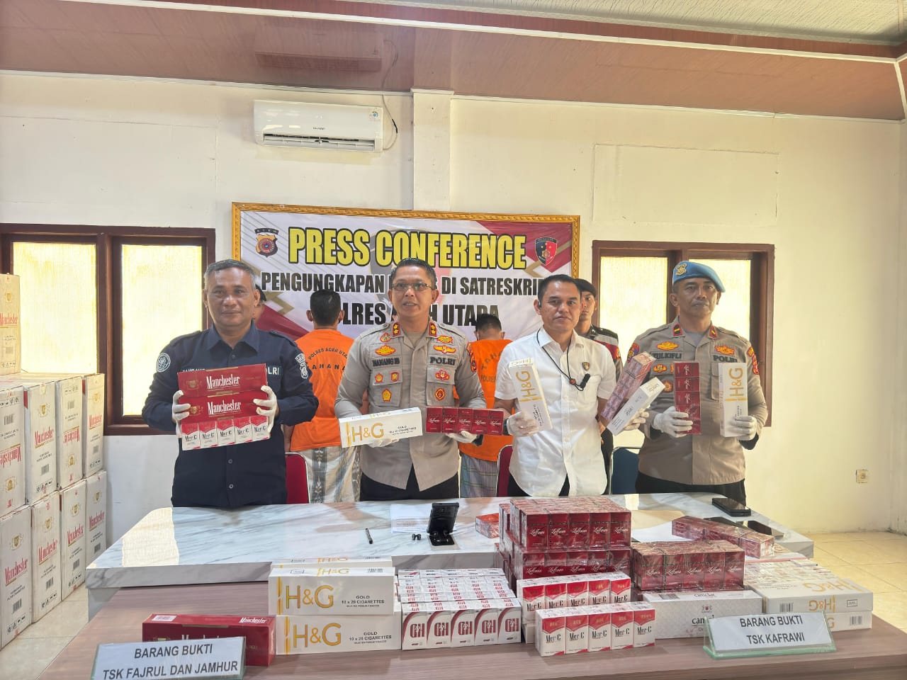 Maraknya Peredaran Rokok Ilegal, Polres Aceh Utara Berhasil Ungkap Pengedar, 3 Tersangka Diamankan