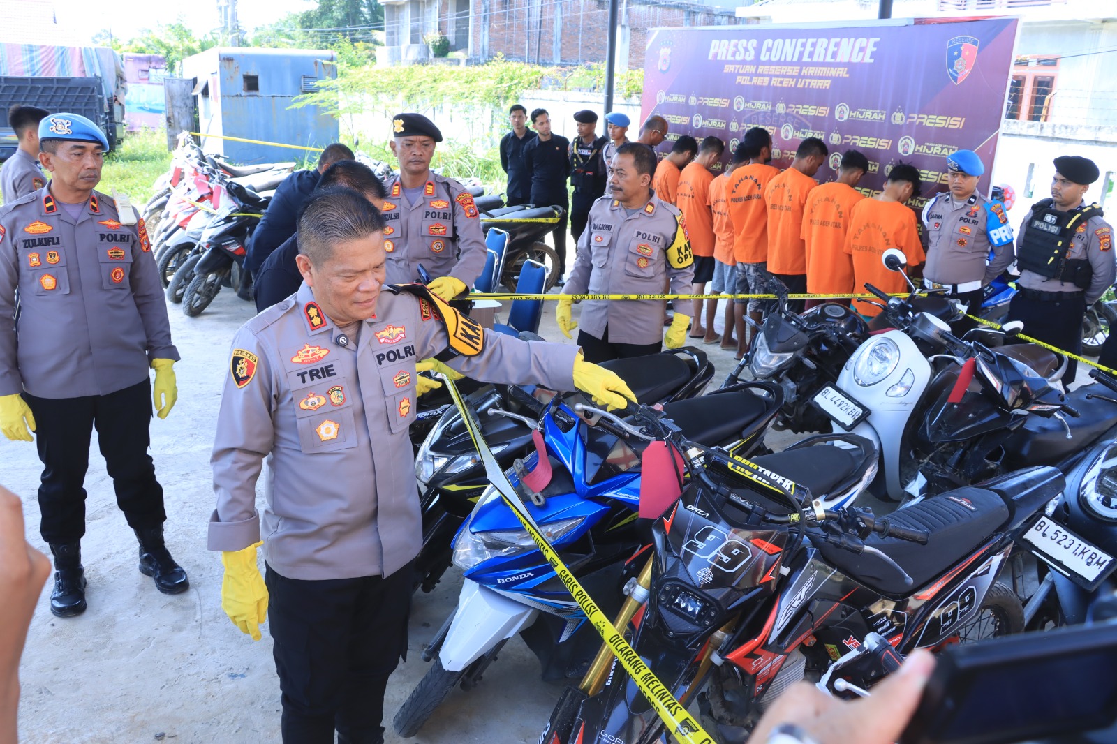 Polres Aceh Utara Tangkap Tiga Pelaku Curanmor, 32 Unit Sepmor Jadi Barang Bukti